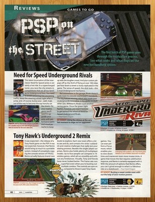 2005 Need for Speed/Tony Hawk's Underground 2 Remix PSP REVIEW Print Ad/Poster