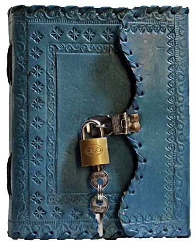 Cuaderno de cuero de 7 x 5 pulgadas, encuadernado con estilo vintage, Azul - Foto 1 di 6
