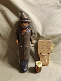 Antique 1918 Puppet Marionette Moscow Souvenir 9.25" w Provenance Quill Lettered