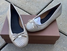 COACH Ballet Flats Lara Studded Metallic Nude Dull Gold Ballet Flats Size 5M