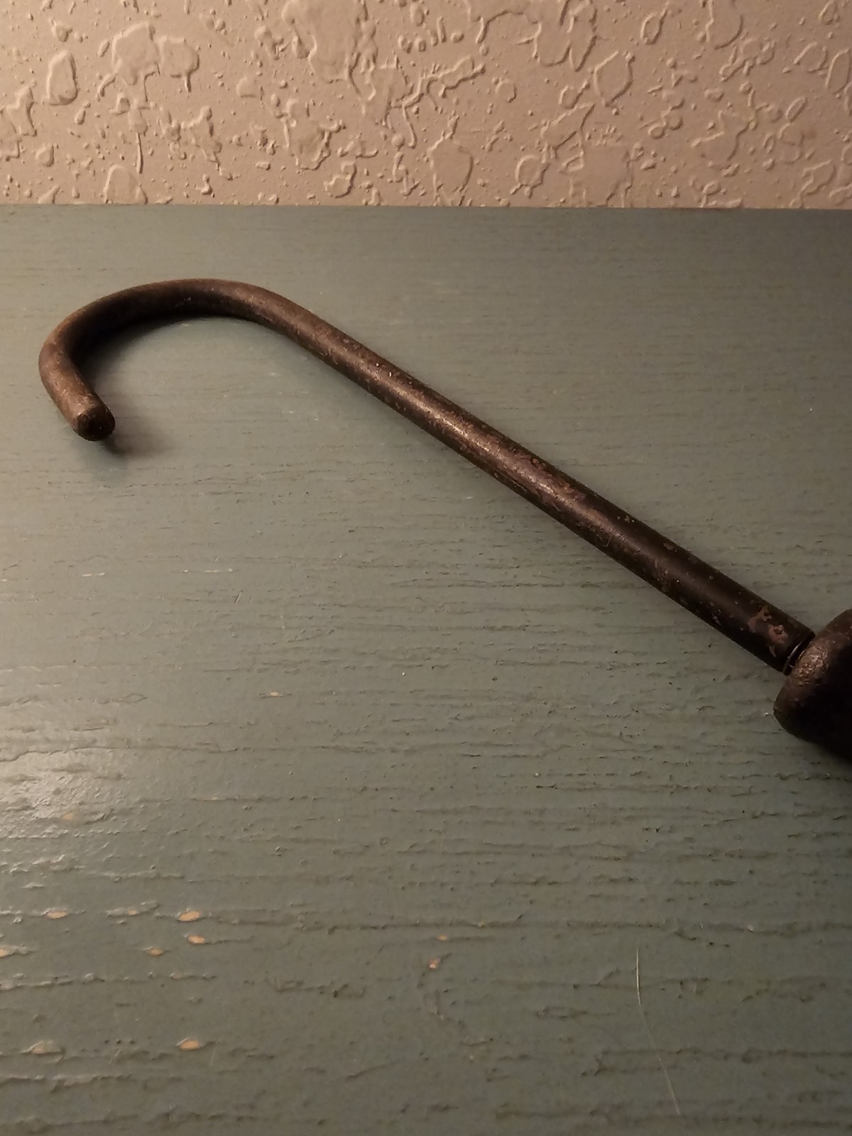 Antique Cast Iron Fireplace Damper Hook W/Decorative Handle-Very Good