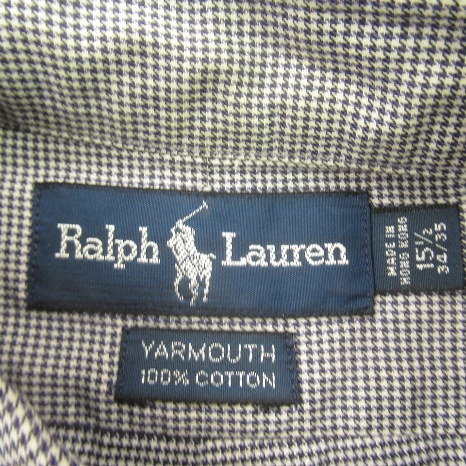 Camisa Polo Ralph Lauren Para Hombre 15.5 Manga Larga Botón Frontal Cuadros Yarmouth Foto 4 de 4