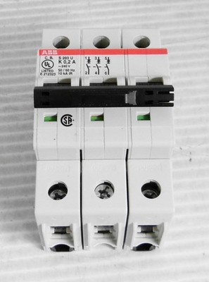 ABB S 203U-K0,2 Circuit Breaker 0.2A 240VAC 50/60Hz 10kA (Lot of 2)