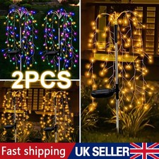 2Pcs LED Solar Power Firework Garden Path Lights Starburst Tree Stake Lamps UK