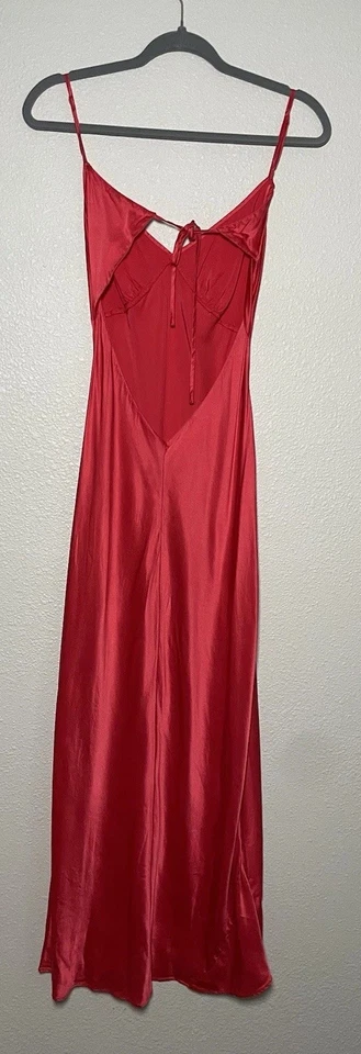 Vtg Y2K Victoria's Secret Sz S Womens Red 100% Silk Coquette Slip Maxi Dress - Image 4 of 4