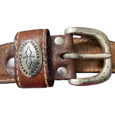 tobacco belt usa Tobacco Road Shovelle Brown Italian Leather USA Made Size 36 Belt Silver  Buckle