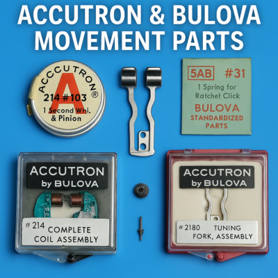 SB7: Bulova Movement Parts - Springs Stems Balance Screws 5AB to 11ANAC - NOS