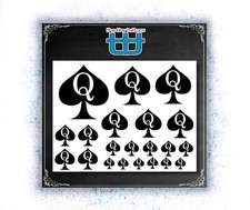 21 QUEEN OF SPADES kinky temporary tattoos - sheet size 7.87x5.90 in./20x15 cm