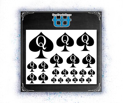 21 QUEEN OF SPADES kinky temporary tattoos - sheet size 7.87x5.90 in./20x15 cm