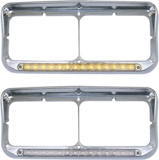 For Kenworth T400 T600 T800 W900B W900L Clear Headlight Bezel Amber LED Light