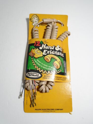 Vintage Telephone Handset Cord Extension 12FT  Beige 1977 4 Conductor NOS - Picture 1 of 3