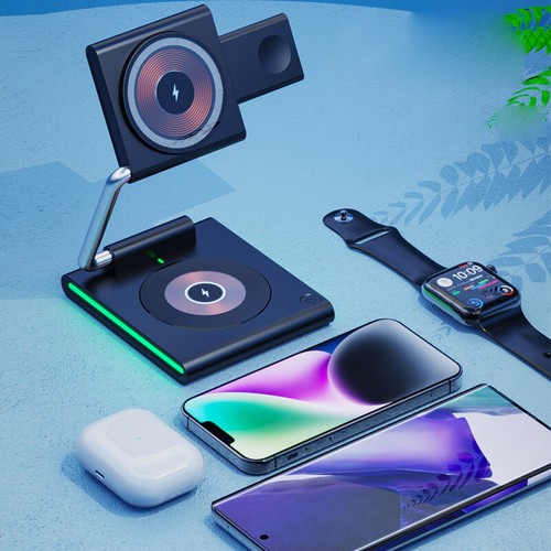 Desktop Cell Phone Holder Foldable 3-In-1 Magnetic Cell Phone Wireless Charger - Zdjęcie 2 z 6