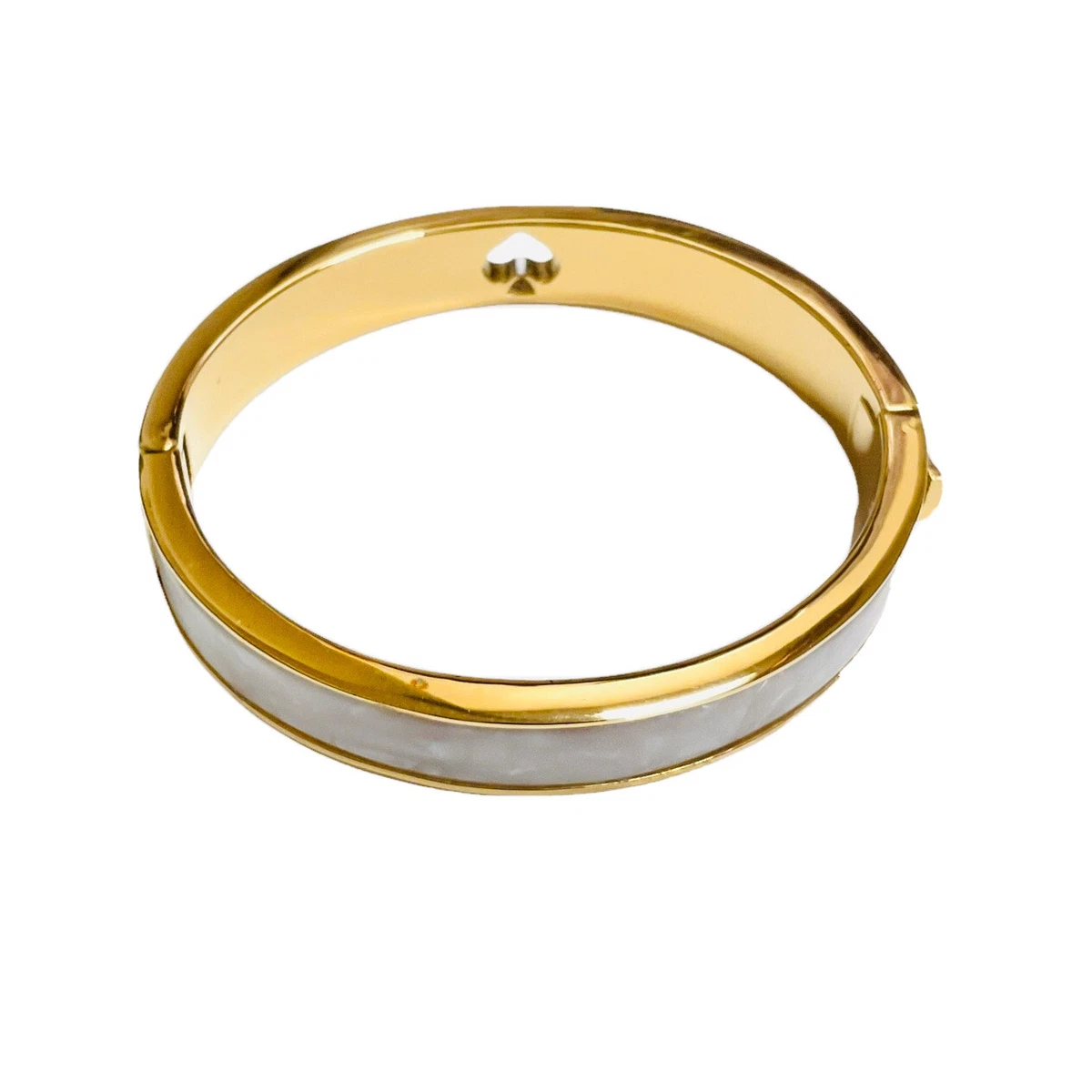 Kate Spade New York Bracelet Hole Punch White Faux Marble Enamel Bangle