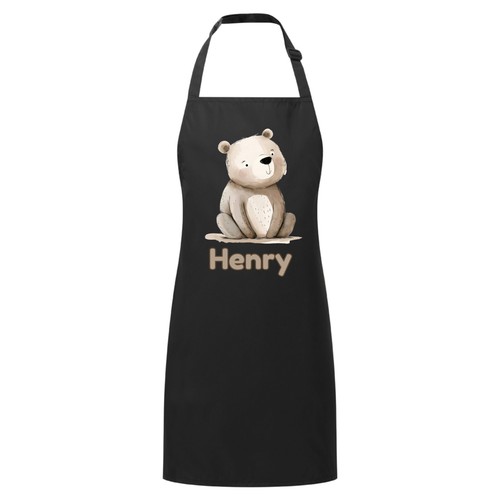 Delantal personalizado para niños con cualquier nombre Bear impermeable. Artesanía, hornear, cocinar. Niño, niña - Imagen 4 de 12