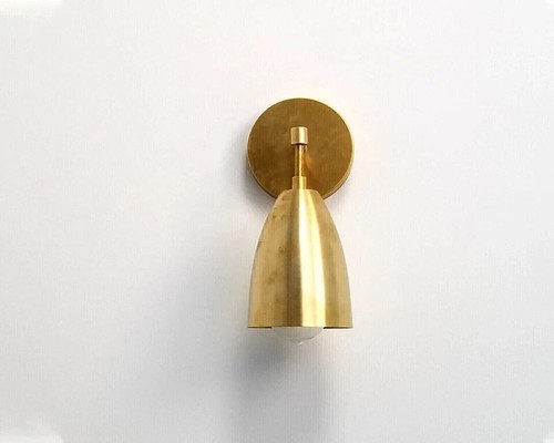 Brass Wall Light Fixture Mid Century Sconces Modern Wall Lamp in Brushed Brass - Picture 3 of 6