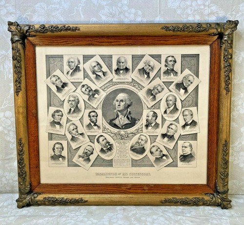 Washington and His Successors Statesmen Soldiers Patriots and Heroes Lithograph