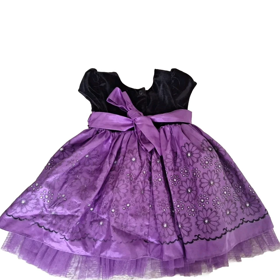 VESTIDO DE FIESTA JONA MICHELLE INFANTIL 12 M/, TOP DE TERCIOPELO, FALDA FLOCADA BRILLANTE. Foto 2 de 4