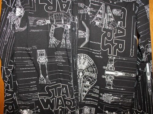 Star Wars Blueprints Black Button-Up Long-Sleeve Shirt Men's Size SMALL S - Picture 6 of 22