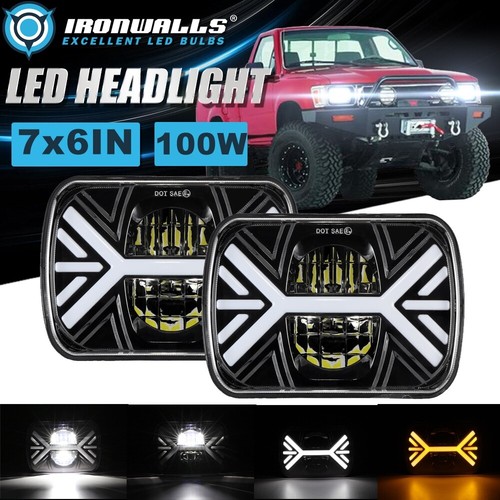 For Toyota Pickup 1982-95 Truck 4Runner Pair 7x6" LED Headlights Hi/Lo Beam DRL - 第 1/12 張圖片