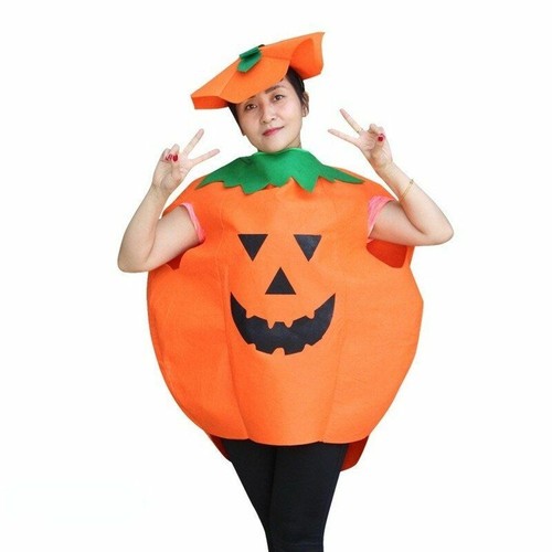 Halloween Partido Disfraces Adultos Niños Calabaza Sombrero Bolso Niños Niñas Naranja - Imagen 3 de 15