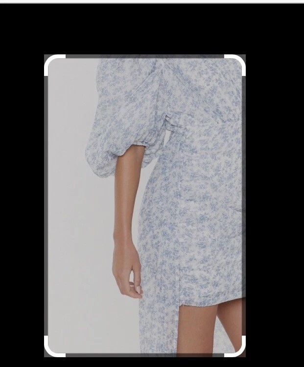 Mini abito elegante blu e bianco Nasty Gal Train Supreme con treno taglia 12 nuovo