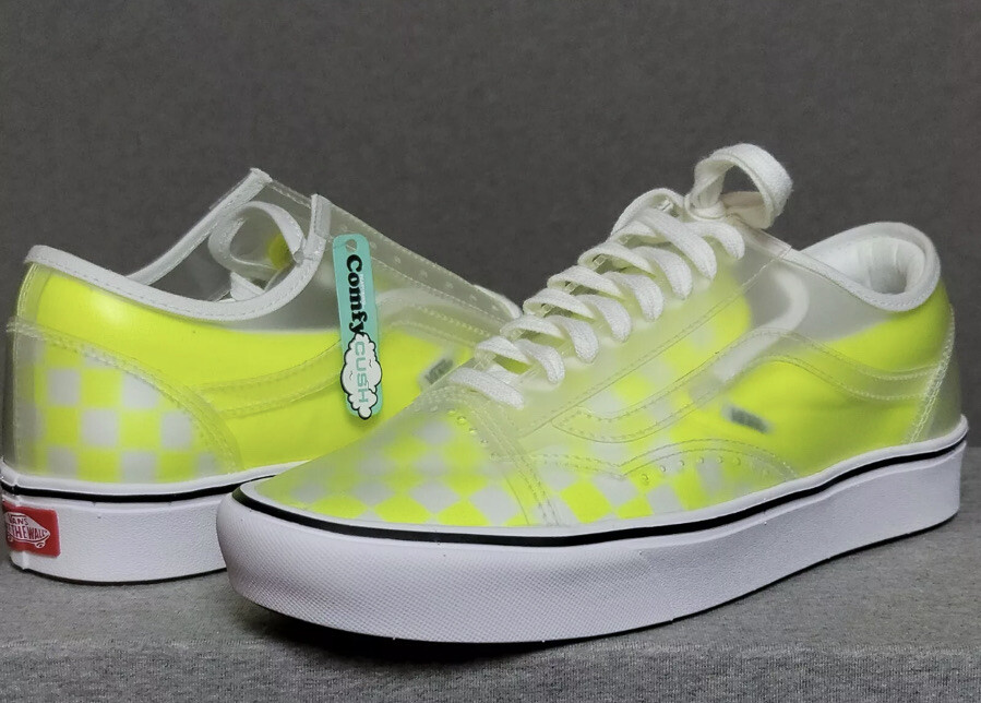 Vans Neon Yellow Checkerboard ComfyCush Slip-Skool Unisex Shoes Sz
