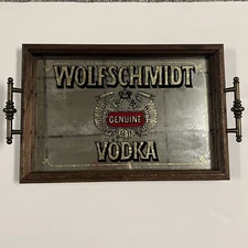 WOLFSCHMIDT 1980'S GENUINE VODKA MIRROR SERVING TRAY NICE PIECE MAN CAVE