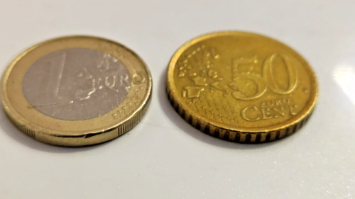 Old Two Coin Spain, Juan Carlos, 1 Euro scratch & 50 Cent - Picture 4 of 21