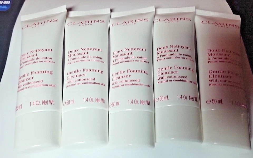 5-PACK Clarins Gentle Foaming Cleanser with Cottonseed, 1.4 oz each -  SEALED - Image 2 of 4