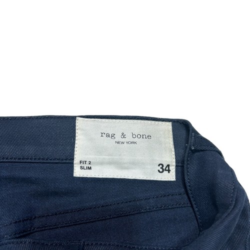 Rag & Bone Jeans Mens 34 X 26 Fit 2 Slim Leg Navy Blue Denim Stretch Worn - Picture 8 of 10