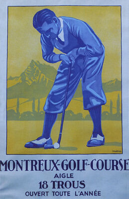 MONTREUX PLAY GOLF COURSE CANTON OF VAUD SWITZERLAND SPORT VINTAGE POSTER REPRO
