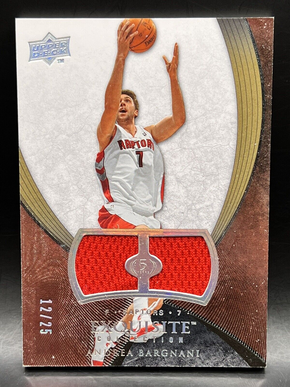 07-08 UD Exquisite Andrea Bargnani 12/25 NM+ NBA Game Used Raptors Jersey  Patch