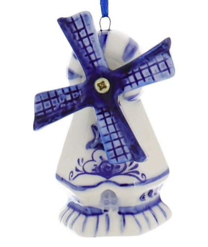 Delft Blue Windmill Ornaments, 3 Assorted - Picture 5 of 8