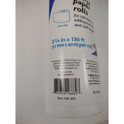 Hinzufügen Maschine Papierrollen einlagige Papierrollen, 2 1/4" x 130', weiß, 3er Pack - Bild 3 von 10