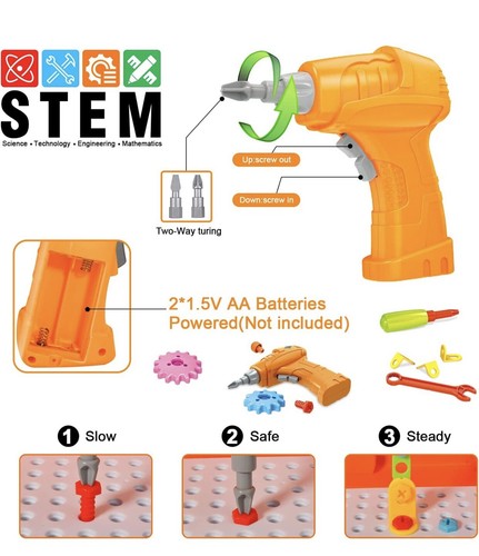 STEM Learning Toys 2D 3D Building Toy 66 Patterns Creative Electric DIY Drill - Foto 4 di 7