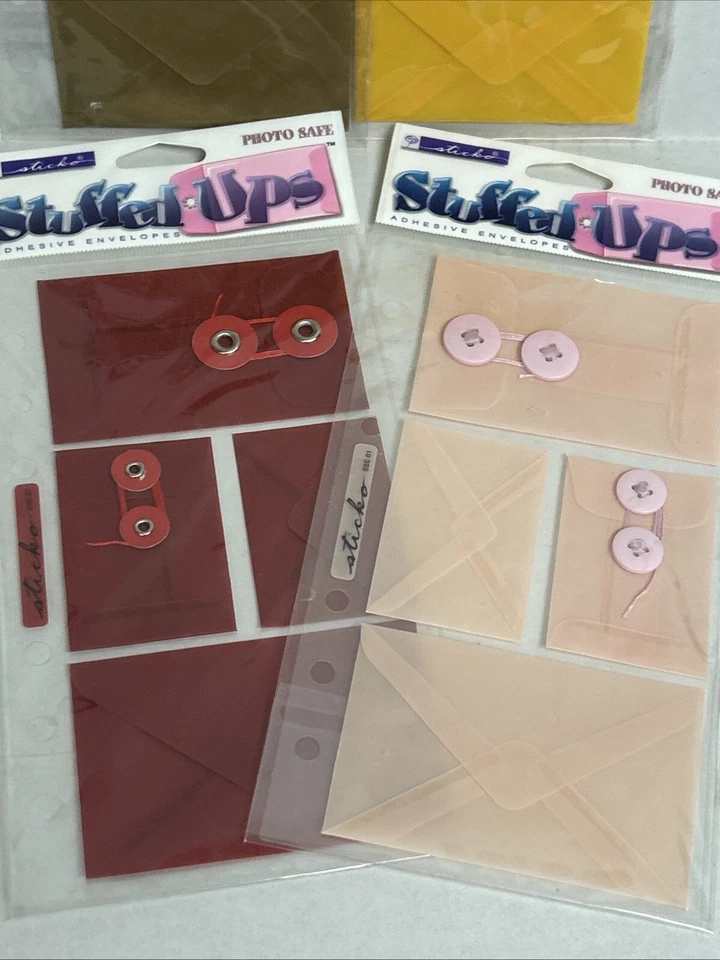 Lote de 4 Sobres Adhesivos Sticko Rellenos Bebé Rosa Rojo Dorado y Amarillo Foto 3 de 4