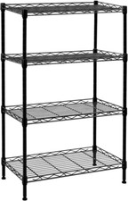 4 Tier Storage Shelves Wire Shelving Rack Unit, Adjustable Metal Rack  Black