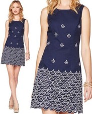 Lilly Pulitzer Clarita Shift Dress Navy sz 0 Sailboat Boat Embroidery Nautical