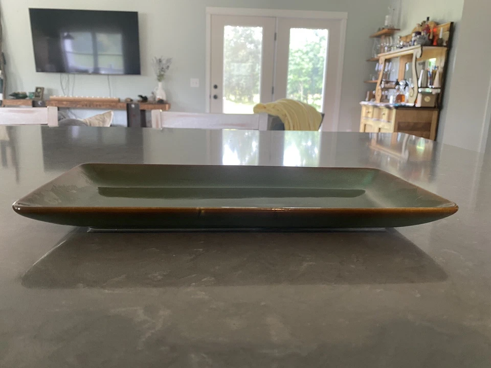 The Mexican Kitchen Gorham Rick Bayless Serving Tray Green Brown Edge Stoneware - Image 2 of 4