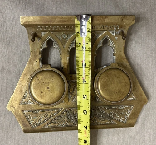 Gothic Arch Design 实心青铜双墨水瓶标记 ges。 棕褐色 - 第 12 张/共 13 张