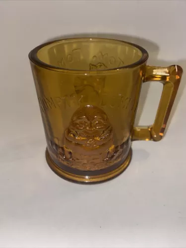 Vintage Tiara Glass Children's Humpty Dumpty Tom Tom Piper's Son Amber Glass Mug