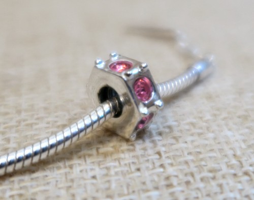 925 ECHT SILBER *** Charm Bead Armband-Modul Anhänger mit Zirkonia pink / rosa - Picture 32 of 35