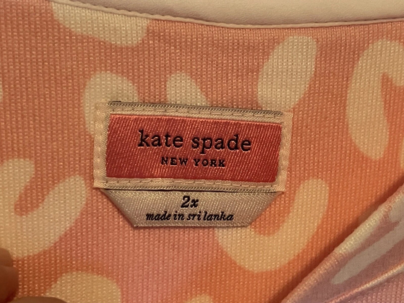 Abito corto Kate Spade New York donna taglie forti stampa rosa L S 2X nuovo con etichette $62