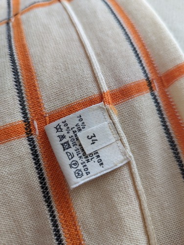 HERMES Tattersall Wolle Seide Top Bluse Sweatshirt Pullover Orange Rutabaga 34 XS S - Bild 8 von 20