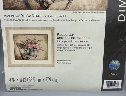NEW 2006 Dimensions Roses On White Chair 35187 Counted Cross Stitch Kit 15602 - Picture 4 of 4