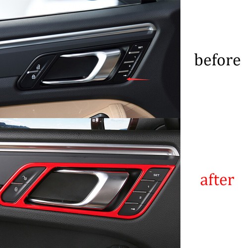 Ajuste para Porsche Macan 2015-2021 ABS rojo interior manija puerta cubierta moldura coche 4 piezas - Imagen 6 de 6