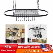 Hanging Pot Holder Pan Hanger Iron Kitchen Rack Cookware Organizer Storage Shelf