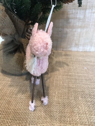 FLAUSCHIGER WOLLLOOK ROSA STABHIRSCH MIT TANNENZAPFENSCHWANZ WEIHNACHTSSCHMUCK - Bild 6 von 7