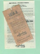 Mossberg Model 185K-A Owners Manual Sheet Reproduction