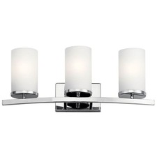KICHLER Crosby 23 in. 3-Light Chrome Bathroom Vanity Light w/ Satin Etched Glass